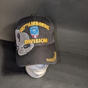 US Army 187th Airborne Division Hat Rakksans Military Black Adjustable